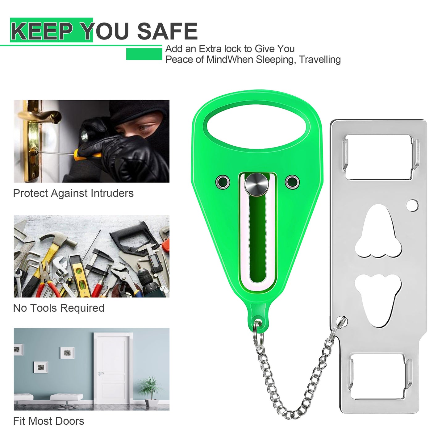 KUOGO Green Portable Door Lock