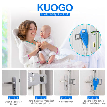 KUOGO 2 Pack Blue Portable Door Lock