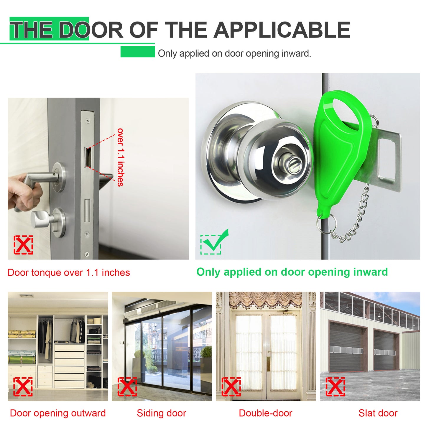 KUOGO Green Portable Door Lock