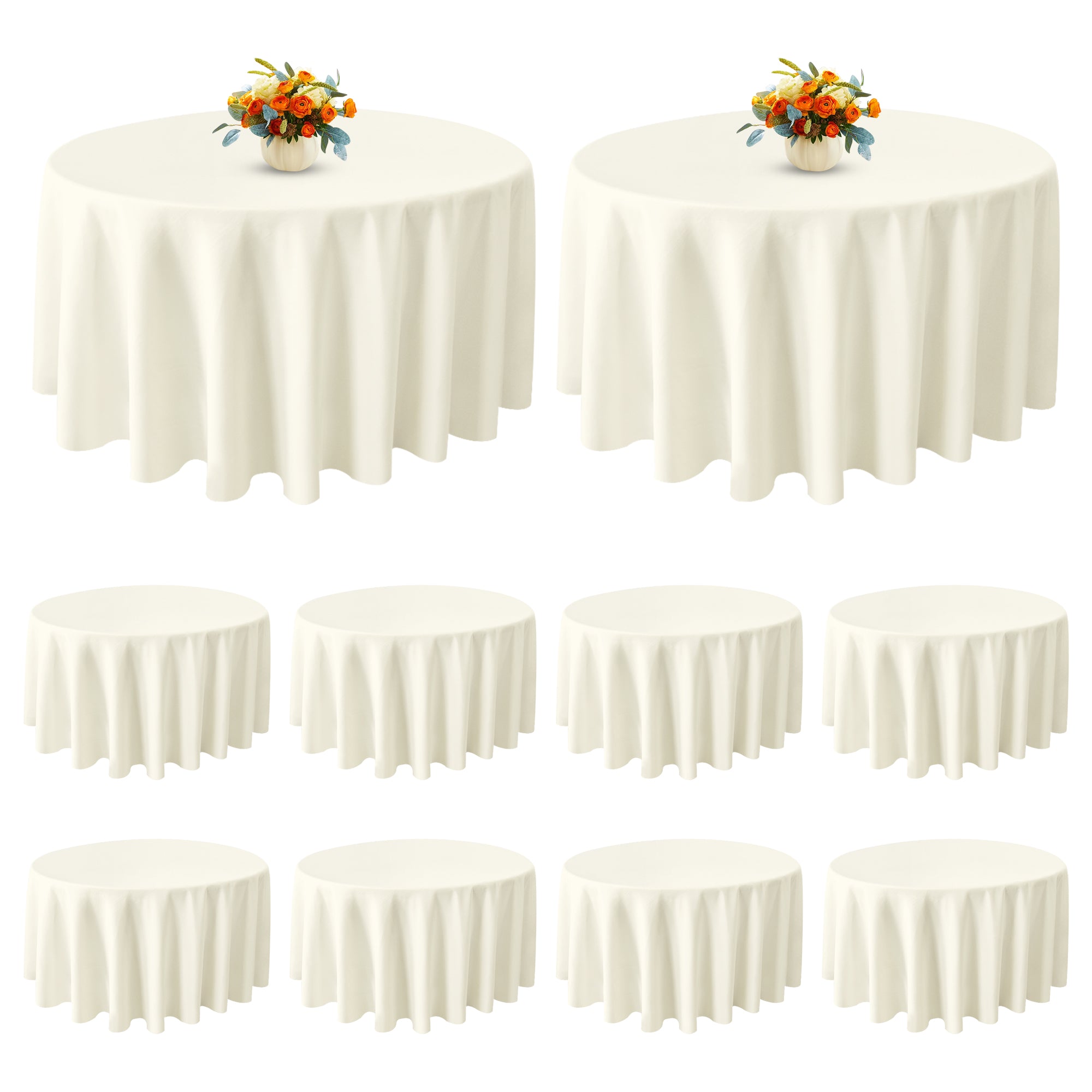 KUOGO Round Tablecloth, Washable Polyester Cover for Wedding, Party, Dinner & Camping
