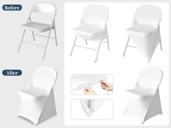 KUOGO 30-200 Pack Stretch Folding Chair Covers, Polyester Spandex Slipcovers for Wedding Banquet Party Holidays