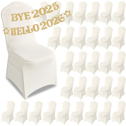 KUOGO 30/50/100/150/200Pcs Stretch Chair Covers,Fitted Spandex Chair Protector, Stretchable Removable Chair Slipcover, for Banquet,Party,Dinning, Celebration, Wedding
