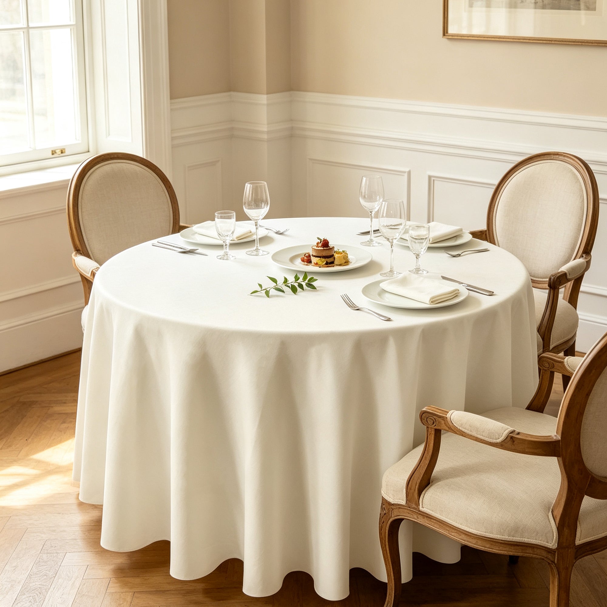 KUOGO Round Tablecloth, Washable Polyester Cover for Wedding, Party, Dinner & Camping