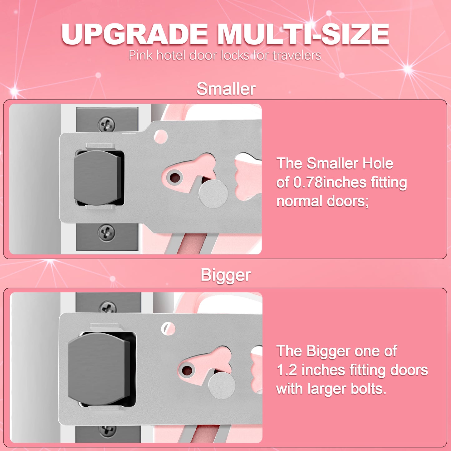 KUOGO 2 Pack Pink Portable Door Lock