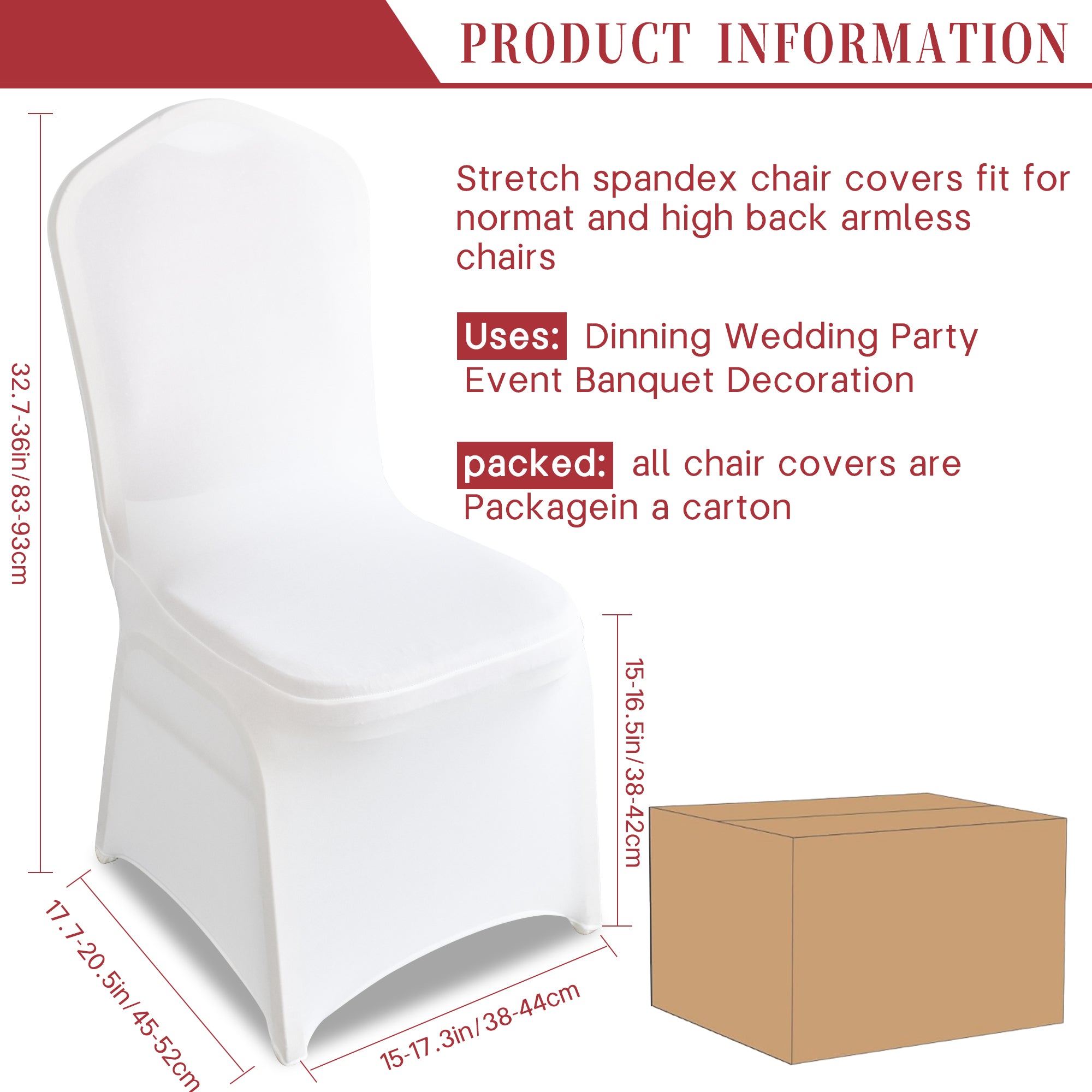 KUOGO Spandex Stretch Chair Covers 30–200Pcs, Removable Slipcovers for Wedding Banquet Dining Party