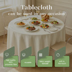 KUOGO Round Tablecloth, Washable Polyester Cover for Wedding, Party, Dinner & Camping