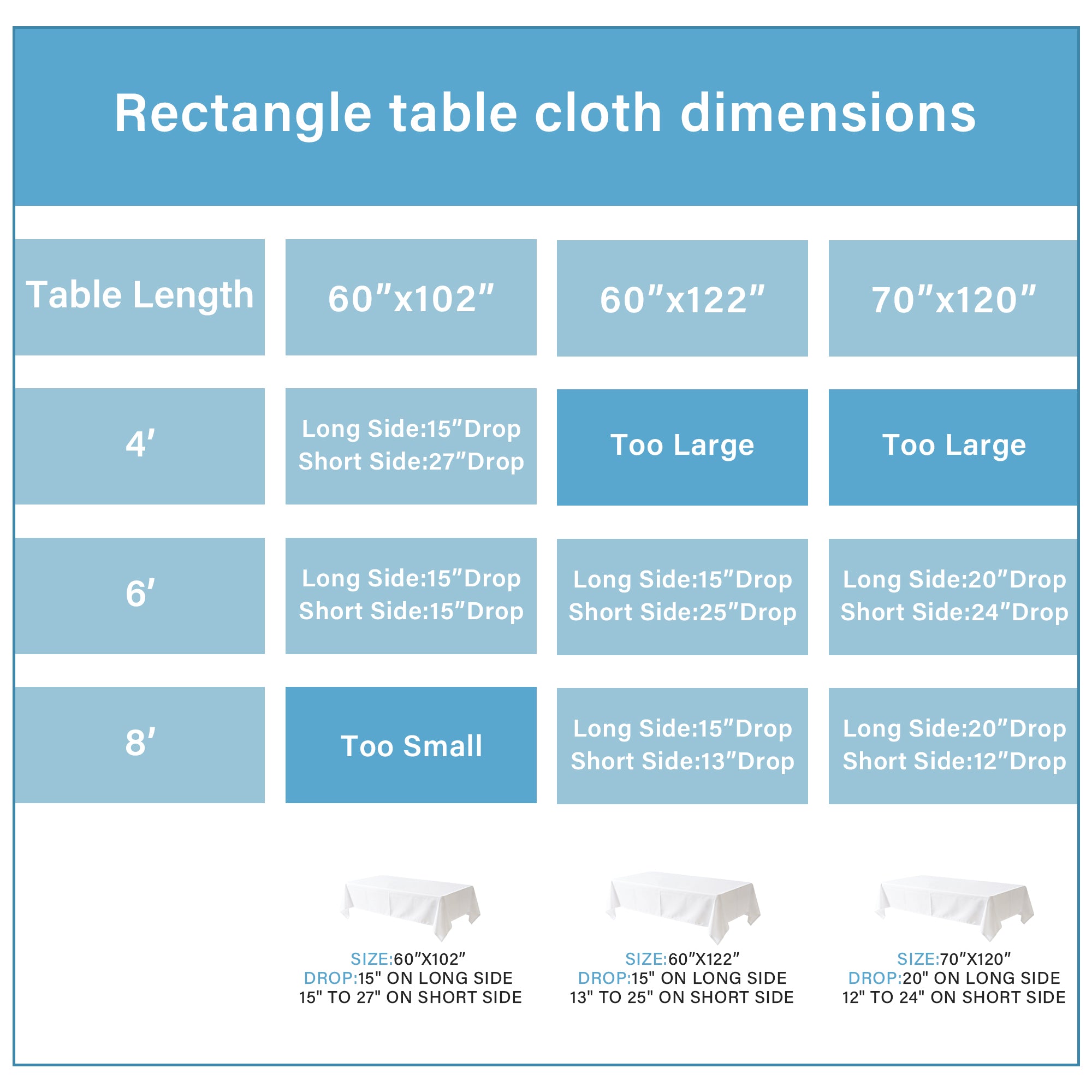 KUOGO Rectangle Polyester Table Cloth, Stain & Wrinkle Resistant Washable Table Cover for Wedding, Dinner Party, Buffet & Camping