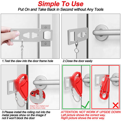 KUOGO Red Portable Door Lock