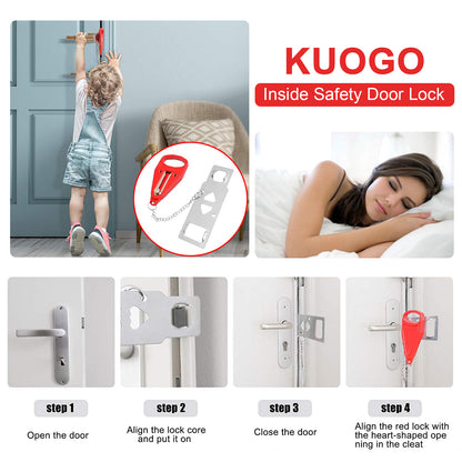 KUOGO 2 Pack Red Portable Door Lock