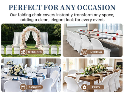 KUOGO 30-200 Pack Stretch Folding Chair Covers, Polyester Spandex Slipcovers for Wedding Banquet Party Holidays