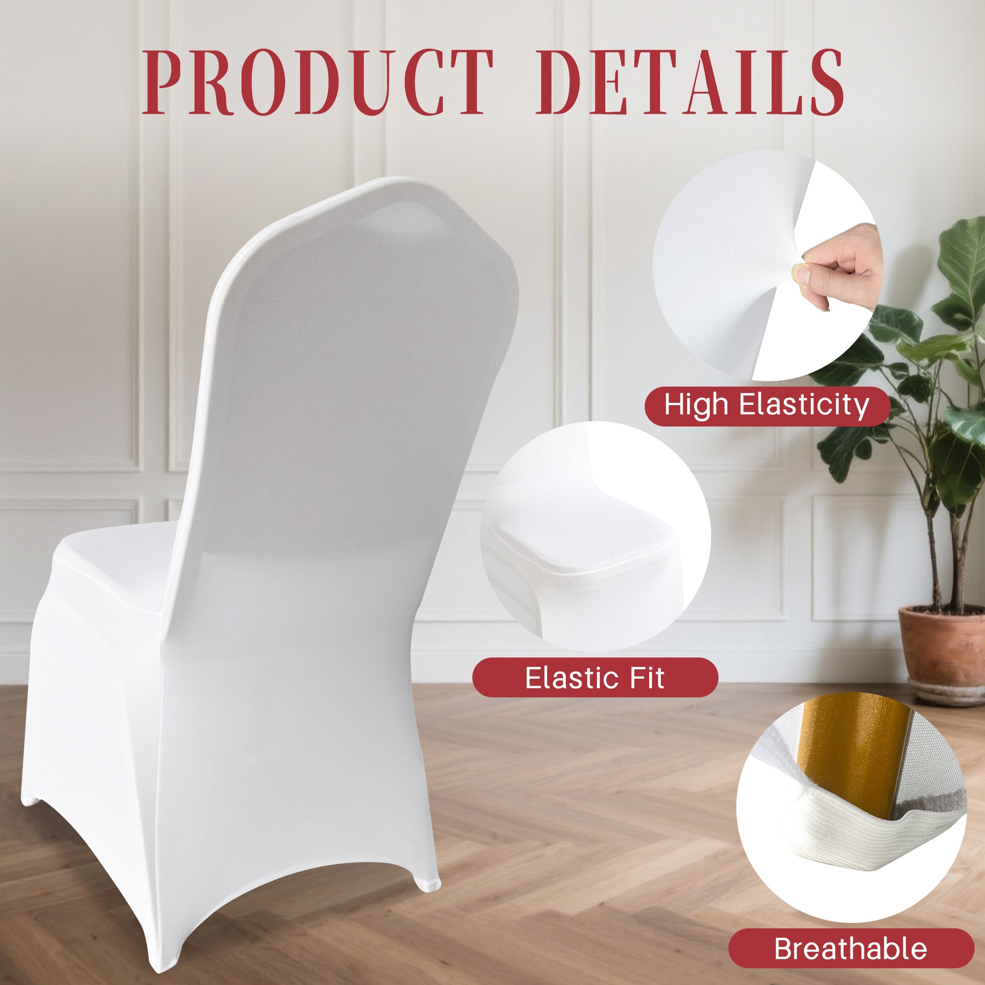 KUOGO Spandex Stretch Chair Covers 30–200Pcs, Removable Slipcovers for Wedding Banquet Dining Party