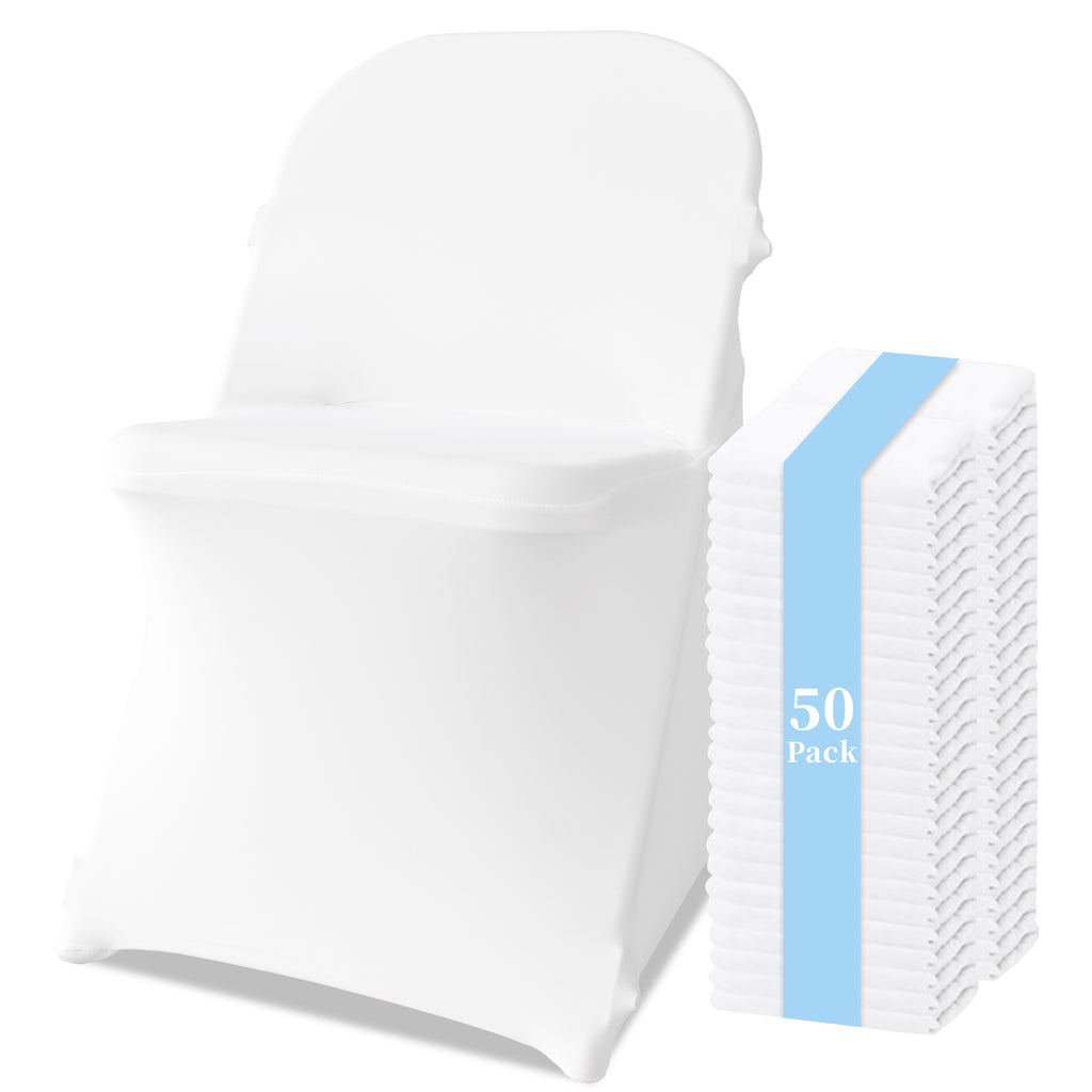 KUOGO 30-200 Pack Stretch Folding Chair Covers, Polyester Spandex Slipcovers for Wedding Banquet Party Holidays