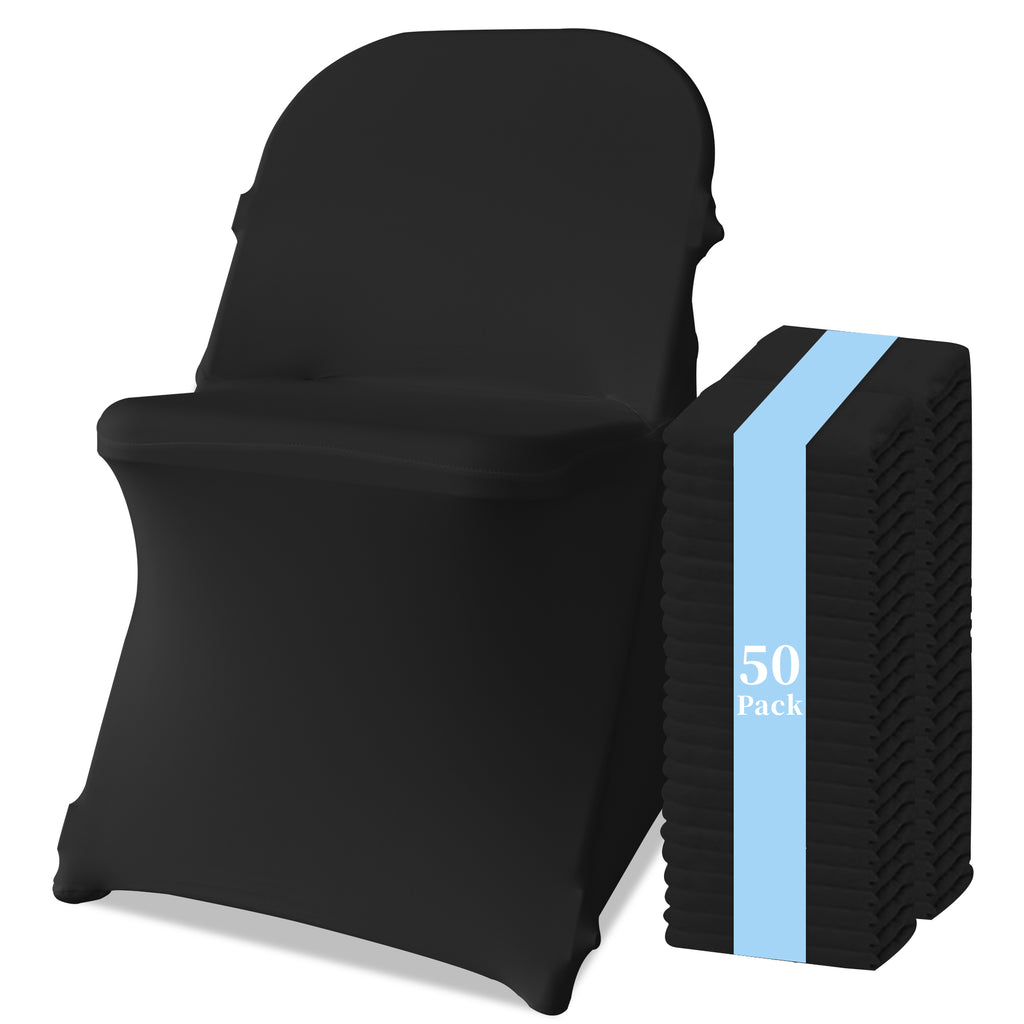 KUOGO 30-200 Pack Stretch Folding Chair Covers, Polyester Spandex Slipcovers for Wedding Banquet Party Holidays