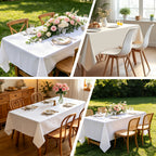KUOGO Rectangle Polyester Table Cloth, Stain & Wrinkle Resistant Washable Table Cover for Wedding, Dinner Party, Buffet & Camping