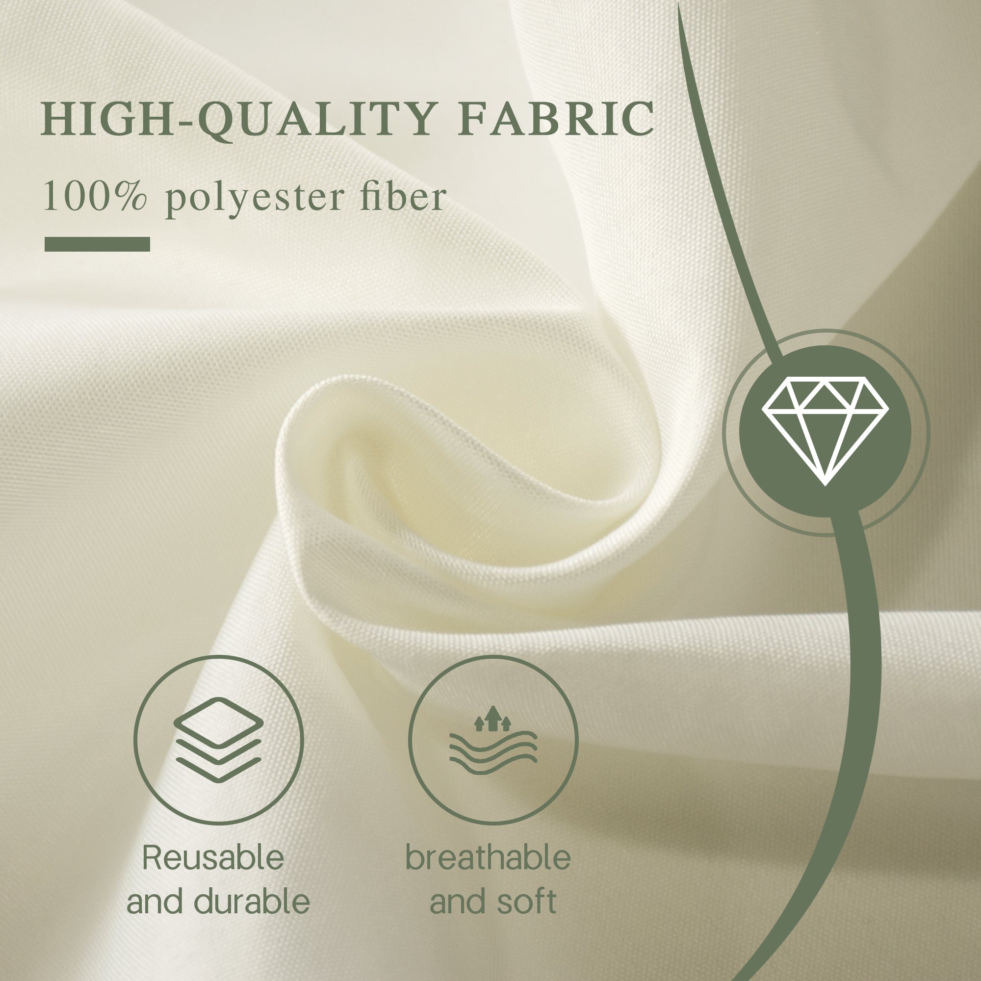 KUOGO Round Tablecloth, Washable Polyester Cover for Wedding, Party, Dinner & Camping