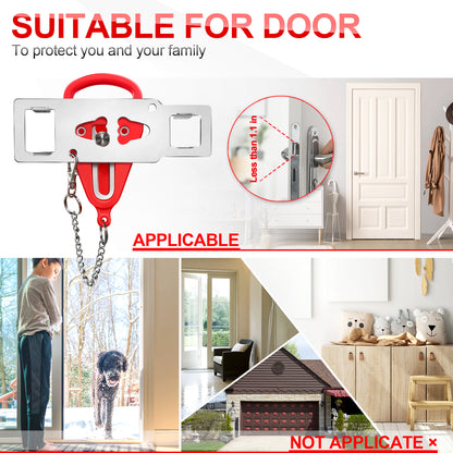 KUOGO Black & Red Portable Door Lock