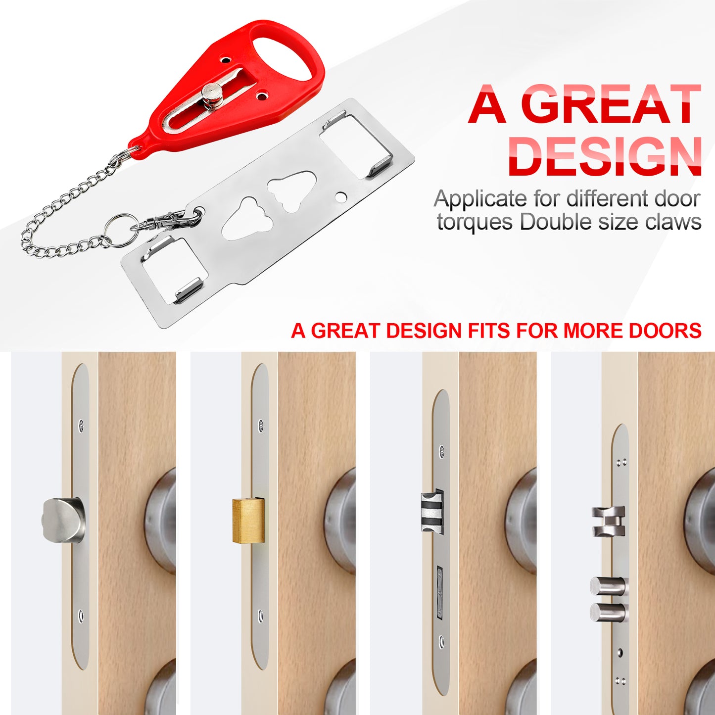 KUOGO Black & Red Portable Door Lock