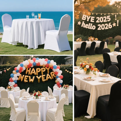 KUOGO 30/50/100/150/200Pcs Stretch Chair Covers,Fitted Spandex Chair Protector, Stretchable Removable Chair Slipcover, for Banquet,Party,Dinning, Celebration, Wedding