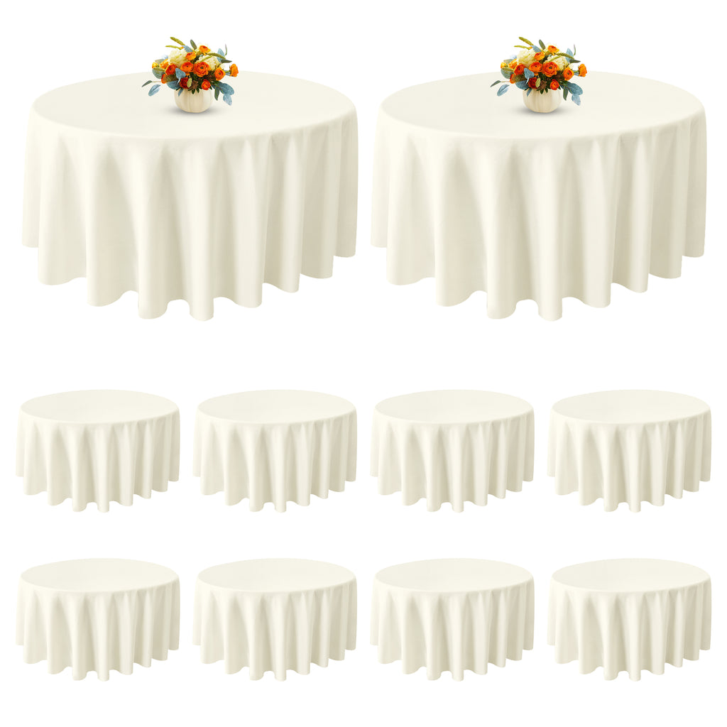 KUOGO Round Tablecloth, Washable Polyester Cover for Wedding, Party, Dinner & Camping
