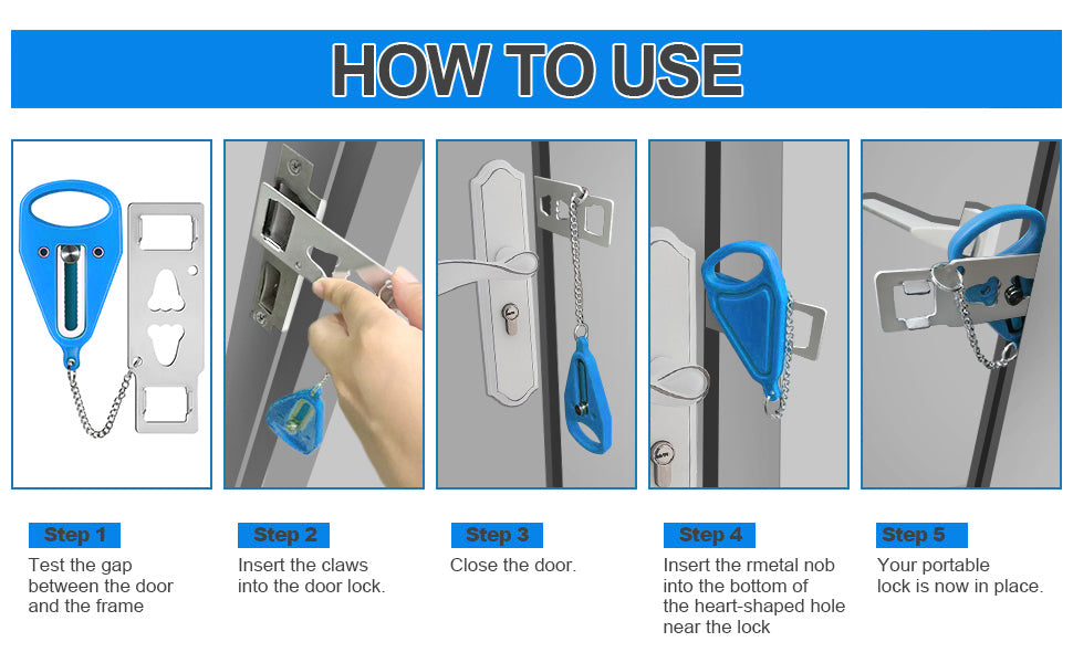 KUOGO 2 Pack Blue Portable Door Lock