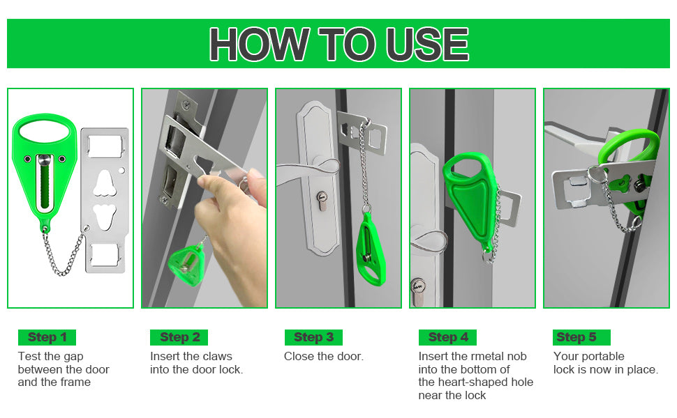 KUOGO 2 Pack Green Portable Door Lock