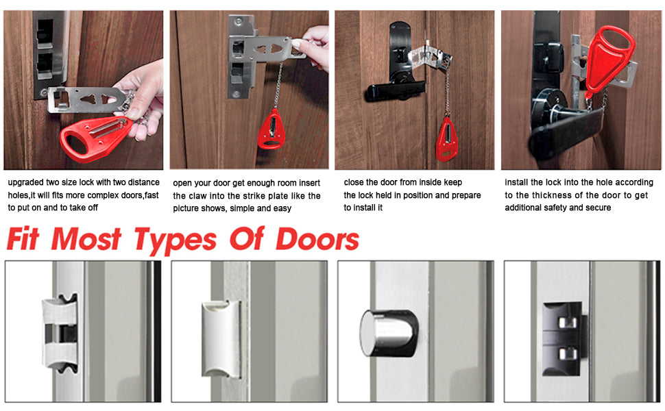 KUOGO 2 Pack Red Portable Door Lock