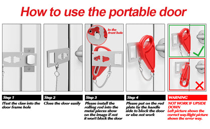 KUOGO Red Portable Door Lock